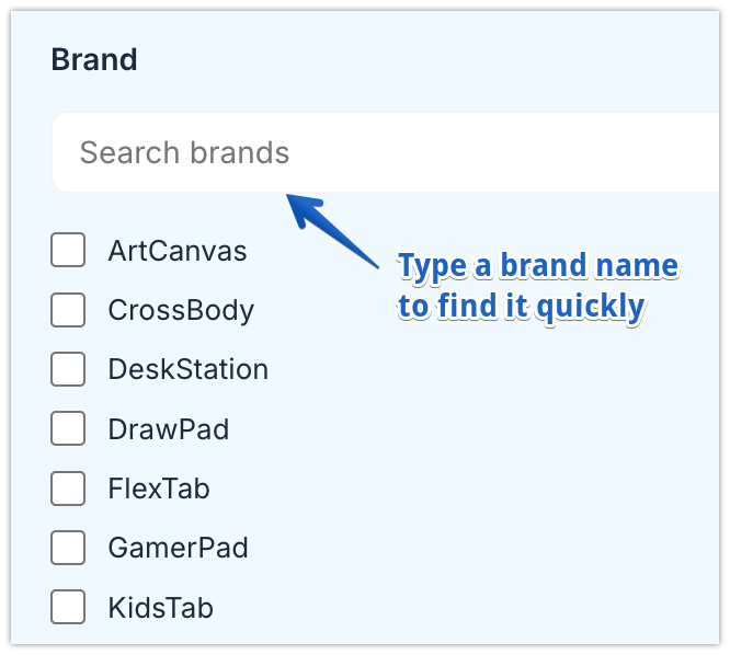 Search in brands