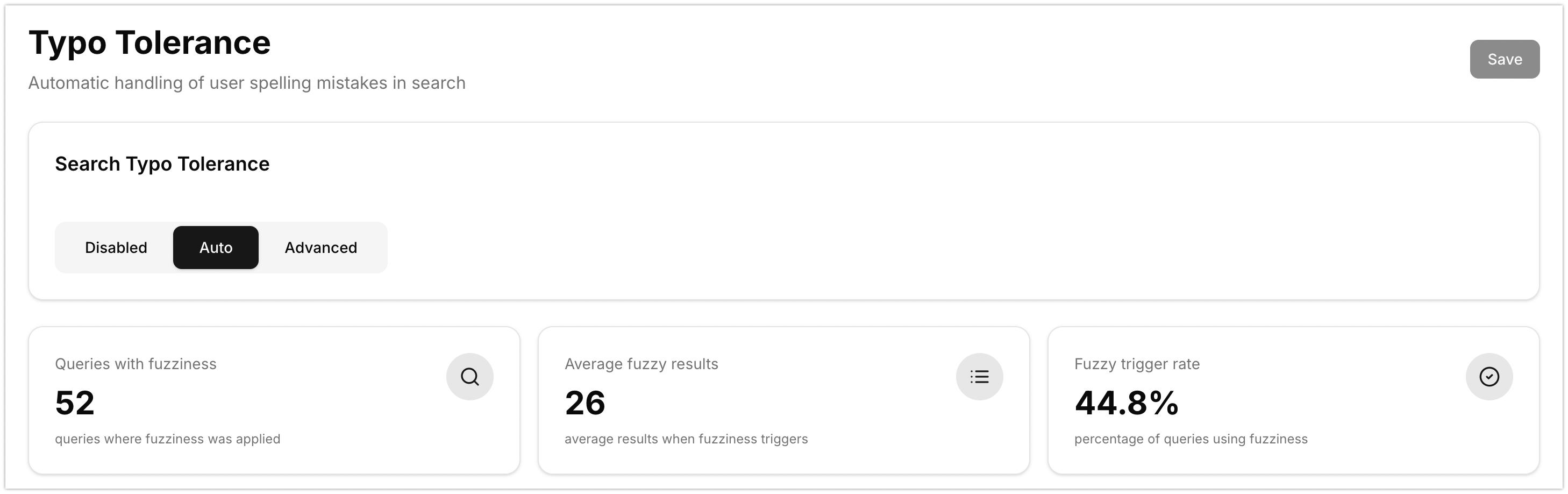 Typo tolerance admin overview